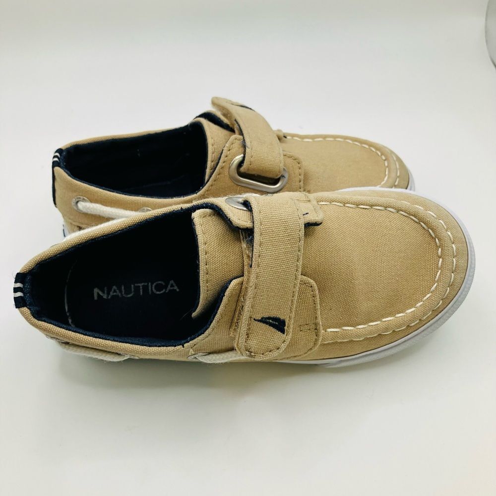 Nautica Little River Canvas Tan Deck Slip On Toddler Boy Shoe SZ 10 Gently Used - Picture 3 of 9